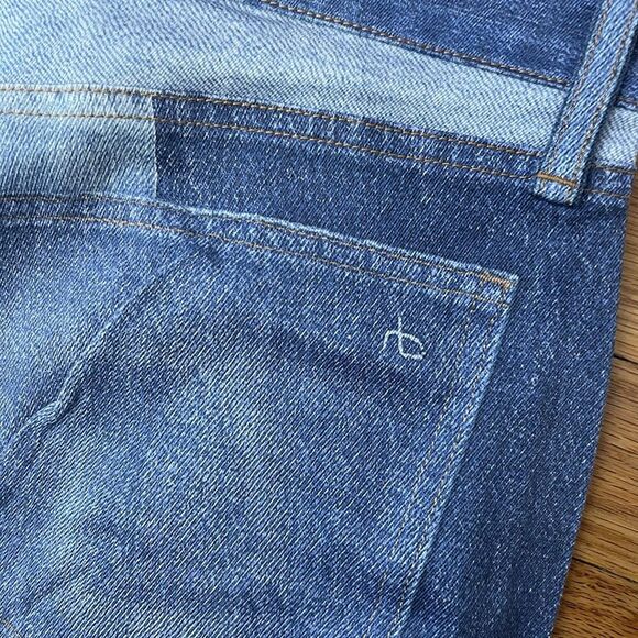 RAG & BONE Stretch Miramar Nina Cigarette Jeans Size 30 Byron Patchwork Blue NEW - Picture 6 of 11